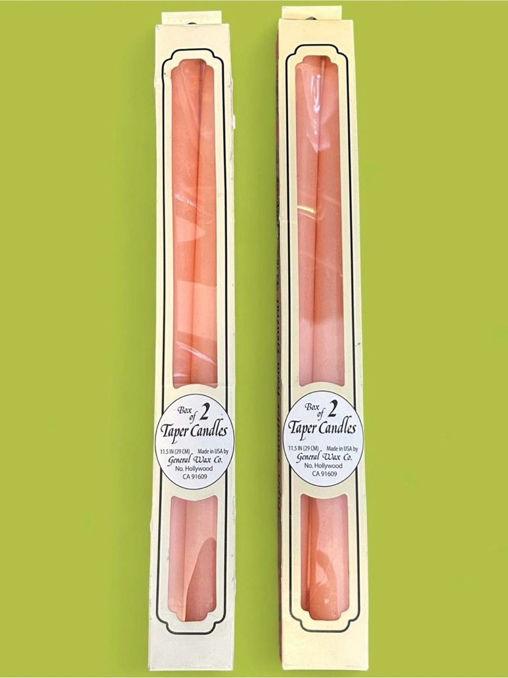 Deadstock set of 2 vintage (total of 4) 70’s pink/peach taper candles,11.5" tall